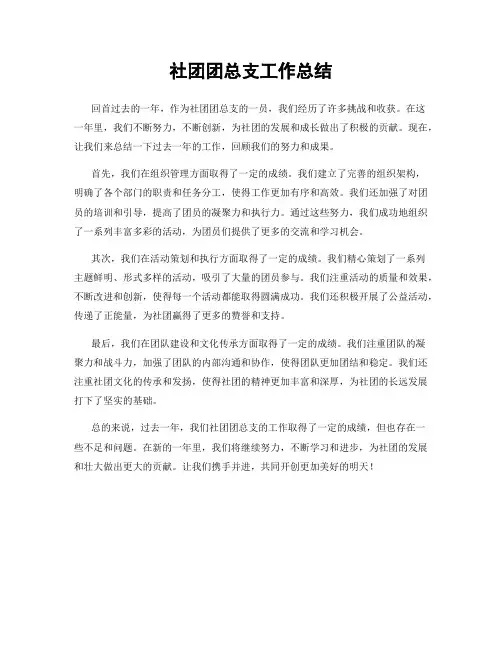 社团团总支工作总结