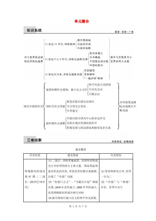 2015届高考历史大一轮复习 第五单元 当今世界政治格局单元整合(含解析)新人教版