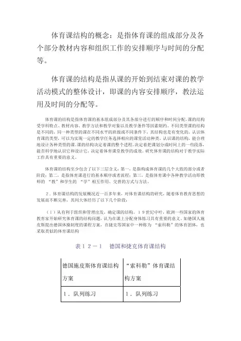 体育课的结构