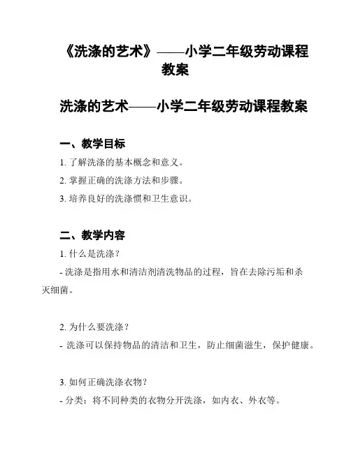 《洗涤的艺术》——小学二年级劳动课程教案