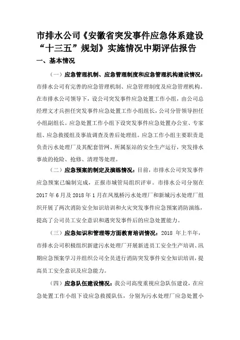 应急体系建设十三五规划情况评估报告