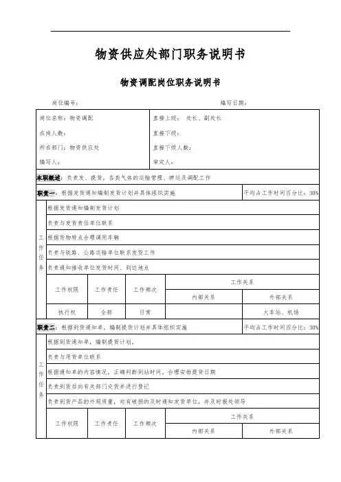 物资调配职务说明书
