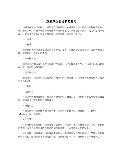鸡痛风症的诊断及防治