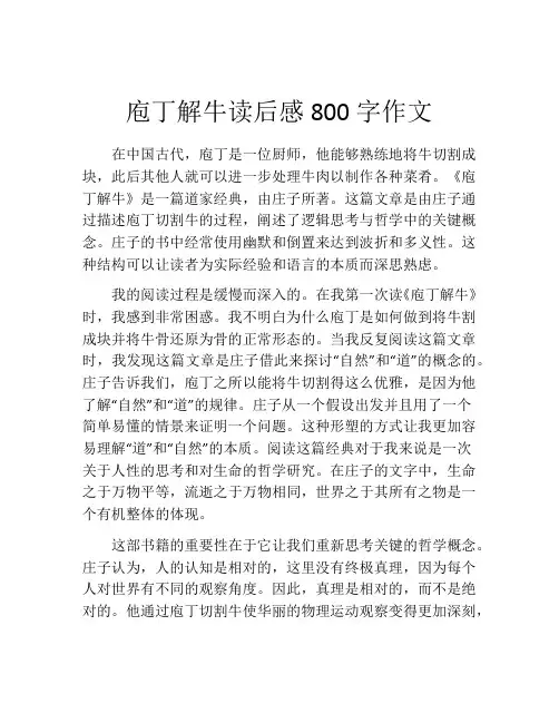 庖丁解牛读后感800字作文