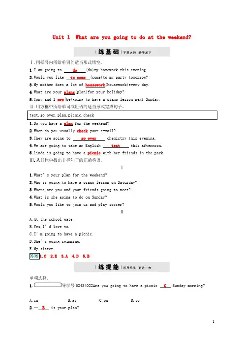 七年级英语下册 Module 3 Making plans Unit 1 What are you 