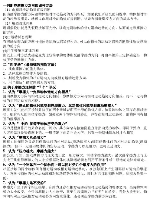 一判断静摩擦力方向的四种方法