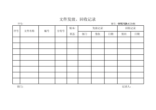 ISO13485记录表格 汇总