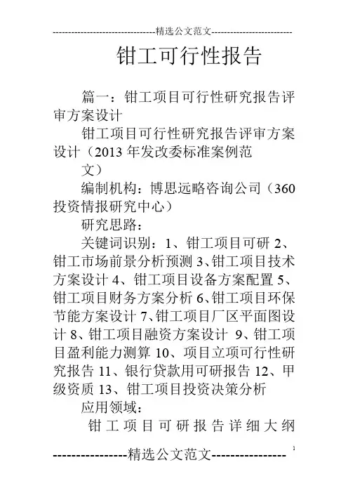 钳工可行性报告
