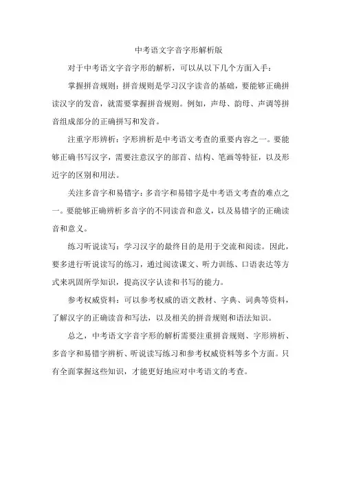 中考语文字音字形解析版