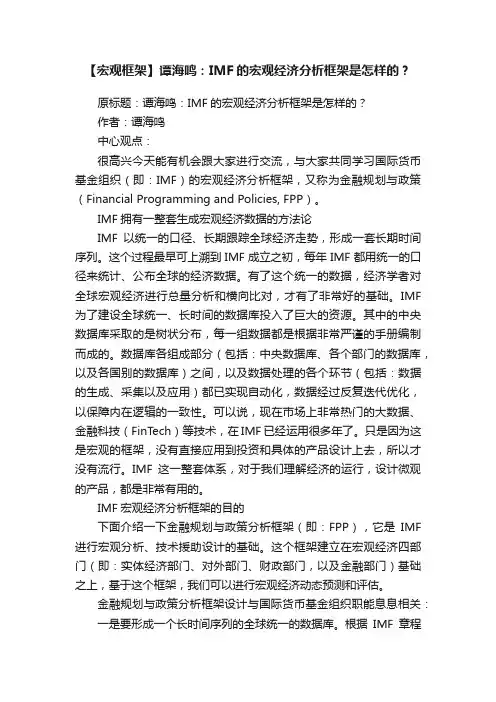 【宏观框架】谭海鸣：IMF的宏观经济分析框架是怎样的？
