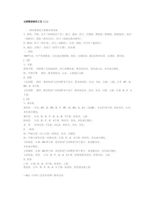 玉屏箫笛制作工艺(二)