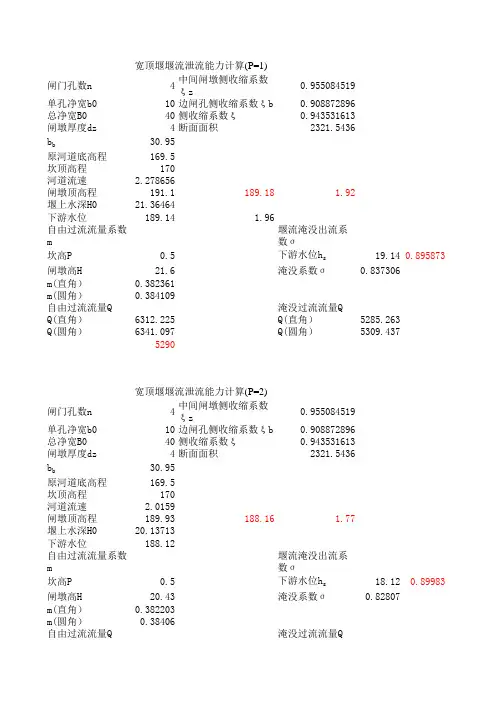 水闸计算表