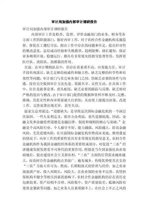 审计局加强内部审计调研报告（精简版）