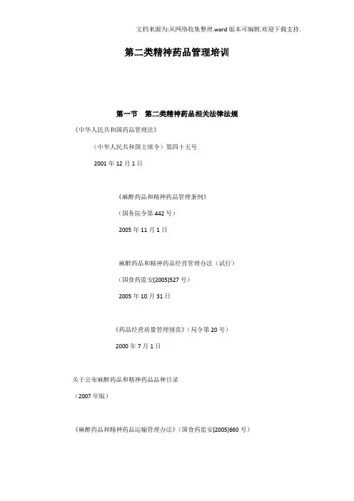 第二类精神药品管理培训