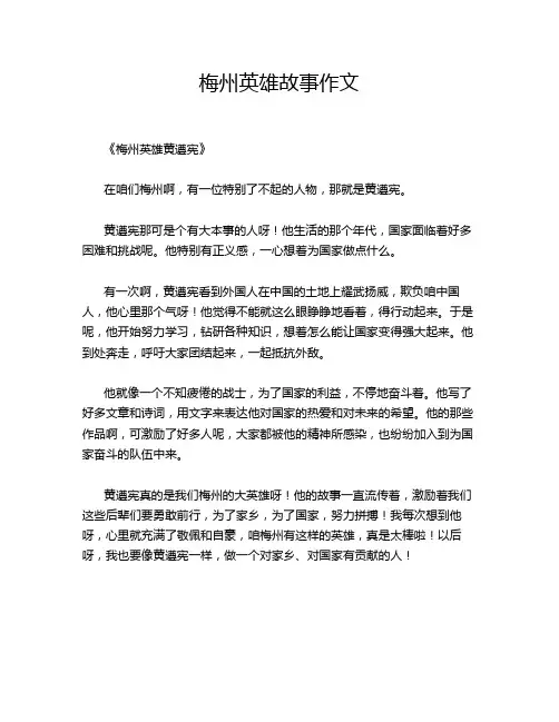 梅州英雄故事作文