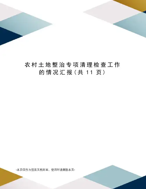农村土地整治专项清理检查工作的情况汇报