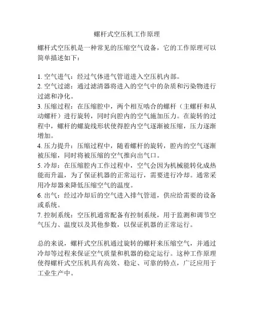 螺杆式空压机工作原理