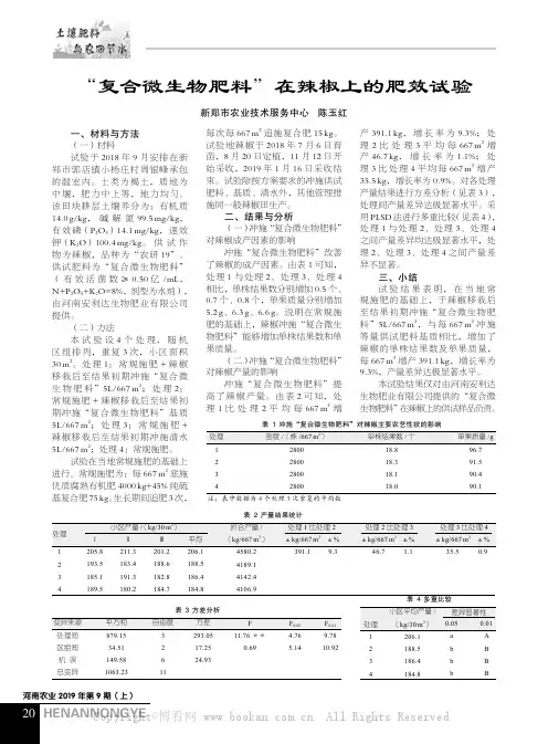 “复合微生物肥料”在辣椒上的肥效试验