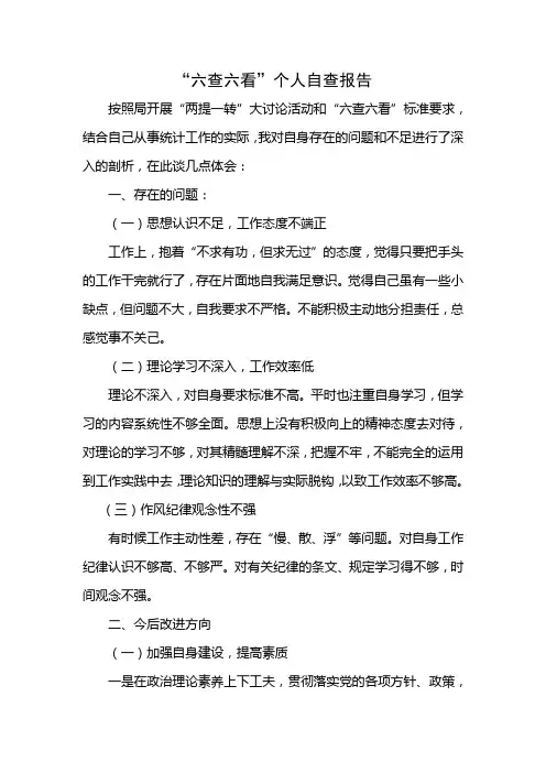 六查六看自查报告