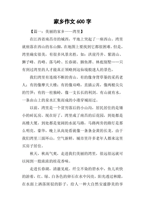 家乡作文600字