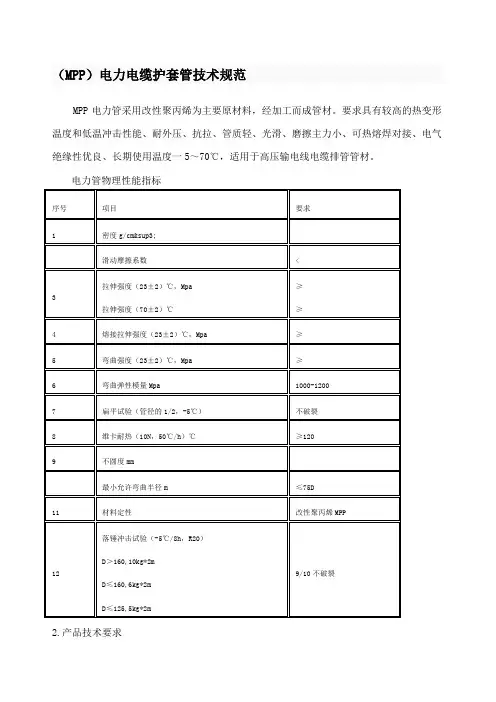 MPP管技术标准
