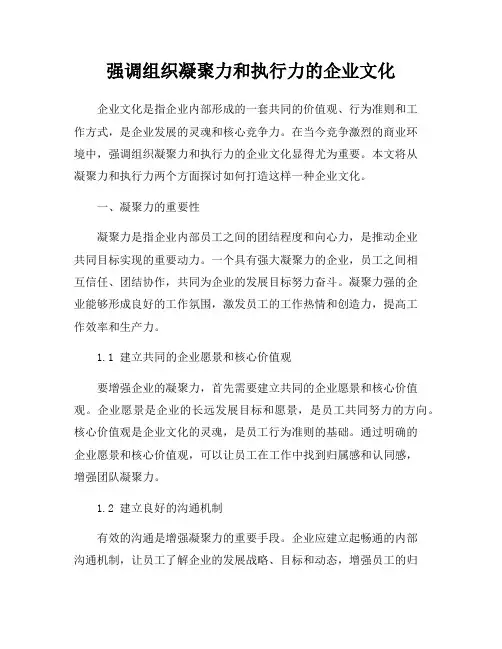 强调组织凝聚力和执行力的企业文化