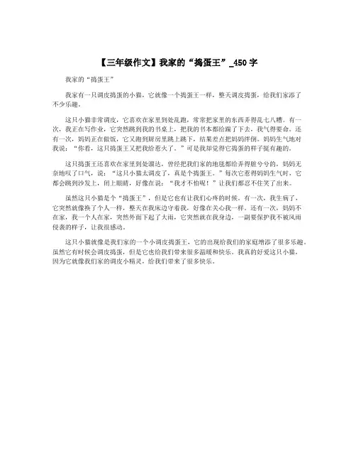【三年级作文】我家的“捣蛋王”_450字