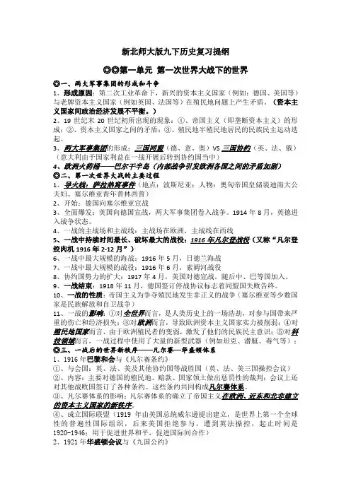 新北师大版九下历史复习提纲