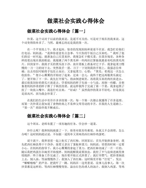 做菜社会实践心得体会