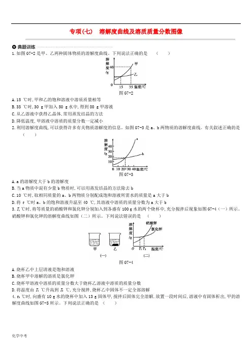 江苏省徐州市中考化学专项复习专项七溶解度曲线及溶质质量分数图像练习含答案