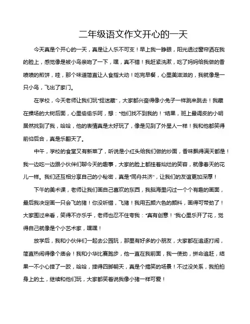 二年级语文作文开心的一天