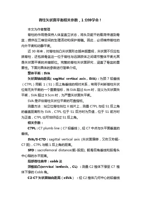 脊柱矢状面平衡相关参数，1分钟学会！