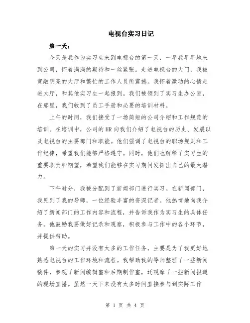 电视台实习日记