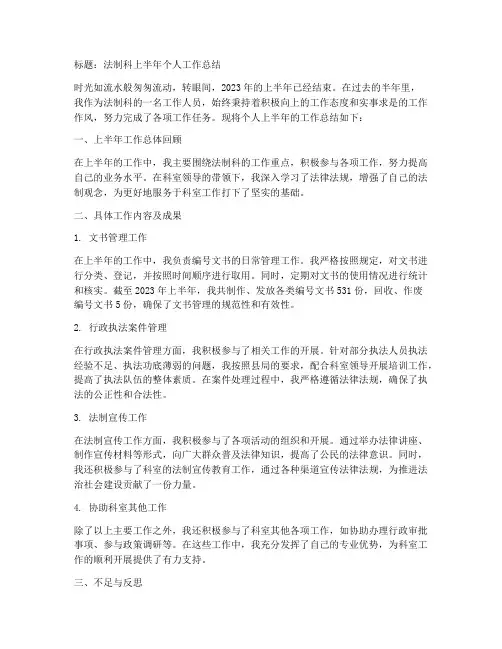 法制科上半年个人工作总结