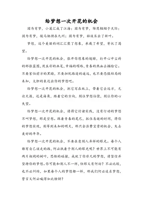 给梦想一次开花的机会