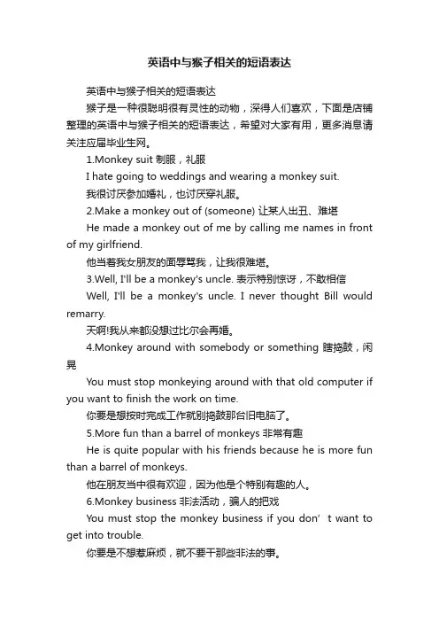 英语中与猴子相关的短语表达