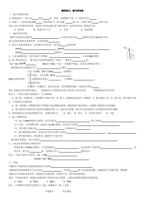 辅导讲义(氯气的性质)