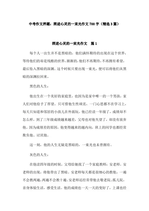 照进心灵的一束光作文700字