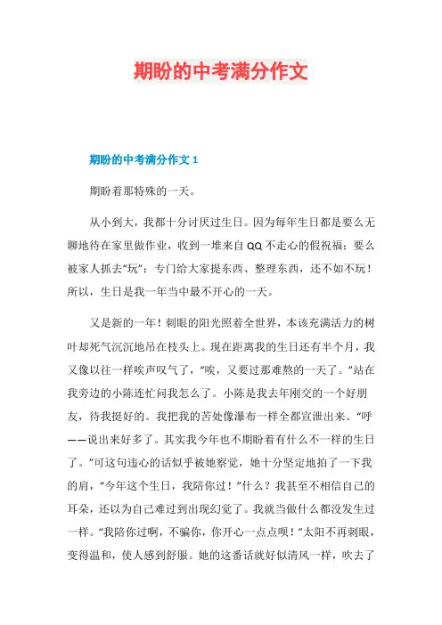 期盼的中考满分作文