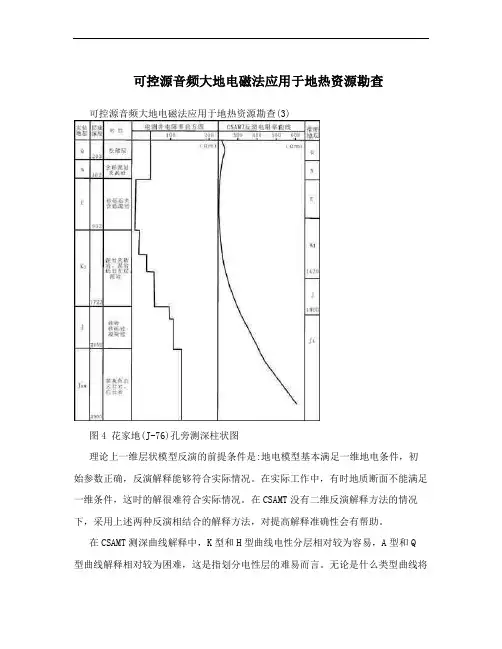 可控源音频大地电磁法应用于地热资源勘查