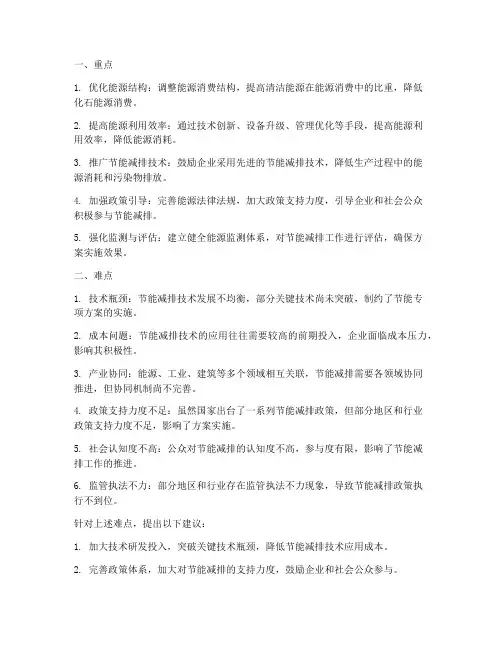 节能专项方案重点难点