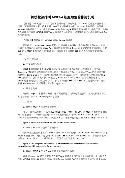 氯法拉滨抑制MOLT-4细胞增殖的作用机制