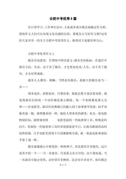 合肥中考优秀5篇