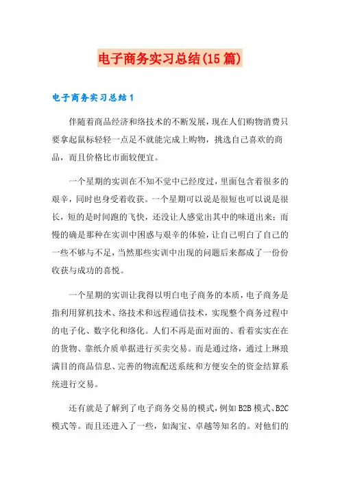 电子商务实习总结(15篇)