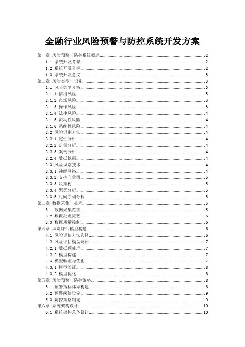 金融行业风险预警与防控系统开发方案