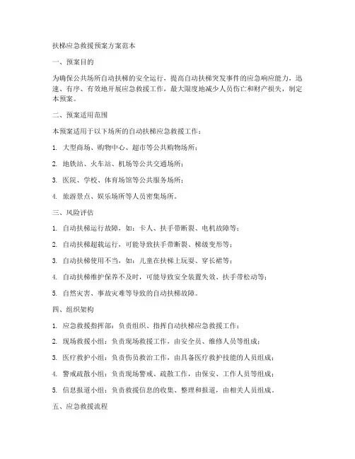 扶梯应急救援预案方案范本