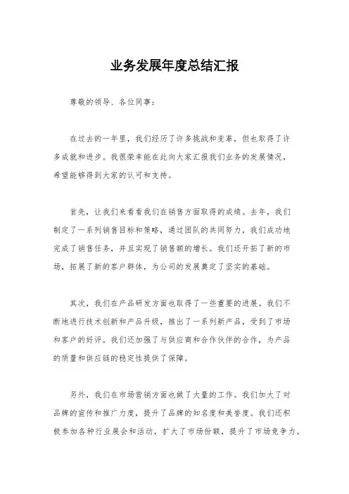 业务发展年度总结汇报