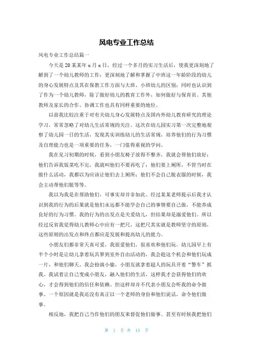 风电专业工作总结