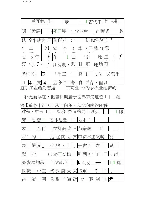 2019高考历史复习古代中国经济的基本结构与特点单元综合提升附答案
