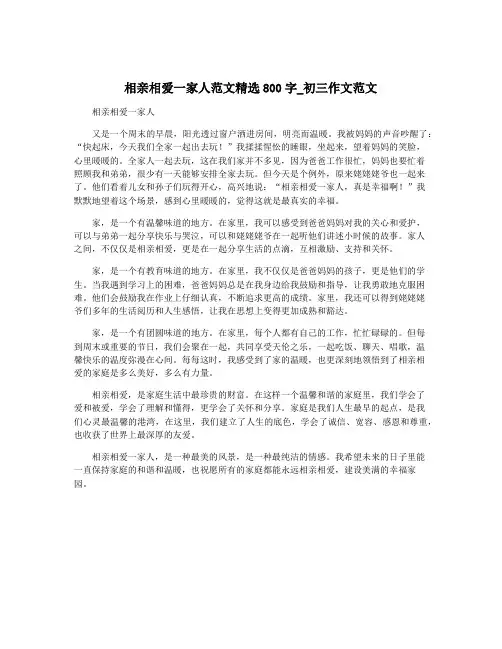 相亲相爱一家人范文精选800字_初三作文范文